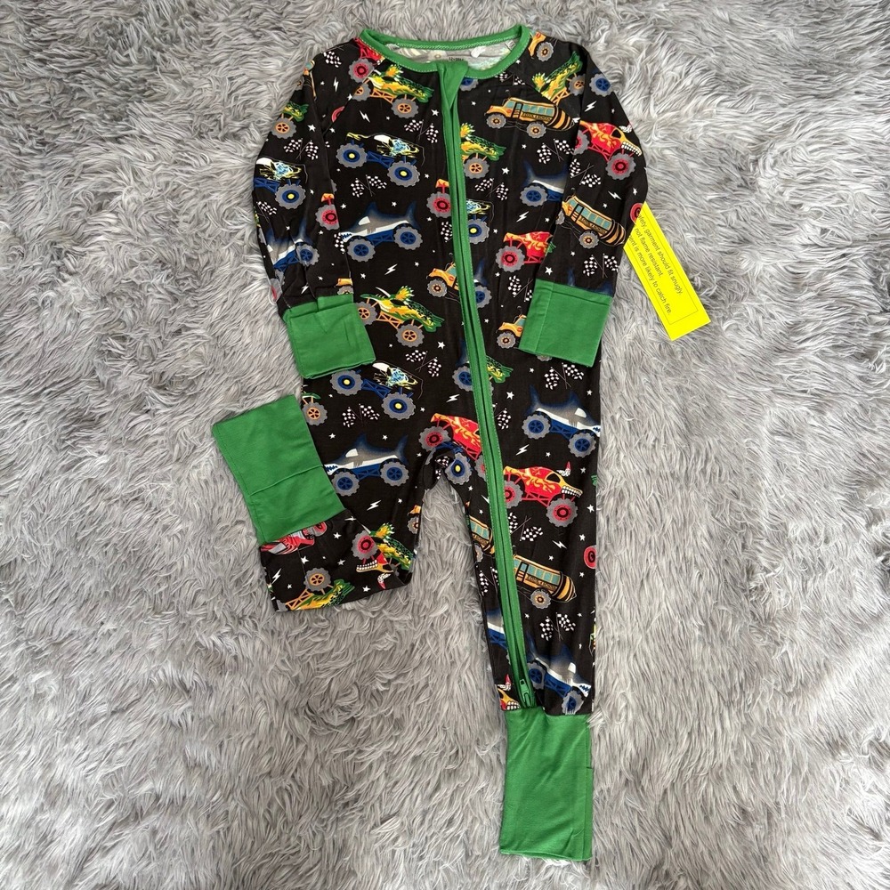 Small Shop Bamboo Convertible Sleeper Monster Trucks Toddler 12-18 Months NEW